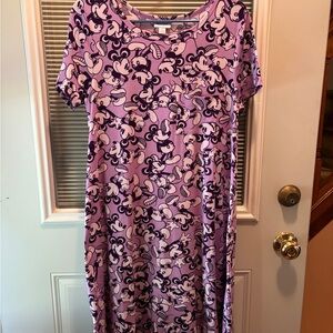 LuLaRoe Pink and Purple Casual Midi Sundress